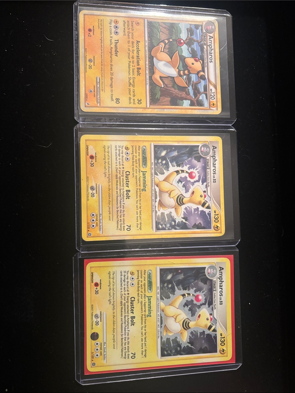 Ampharos Pokémon Lot holo and non holo Trading Card Lot - Yellow Artwork